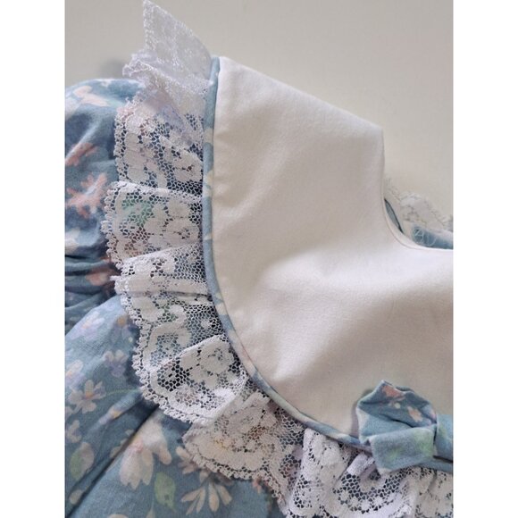 Vtg Bryan Baby Girl 6-9 Months Floral Tiered Dress Pastel Lace Bow Collar 2 Pc - Picture 6 of 13